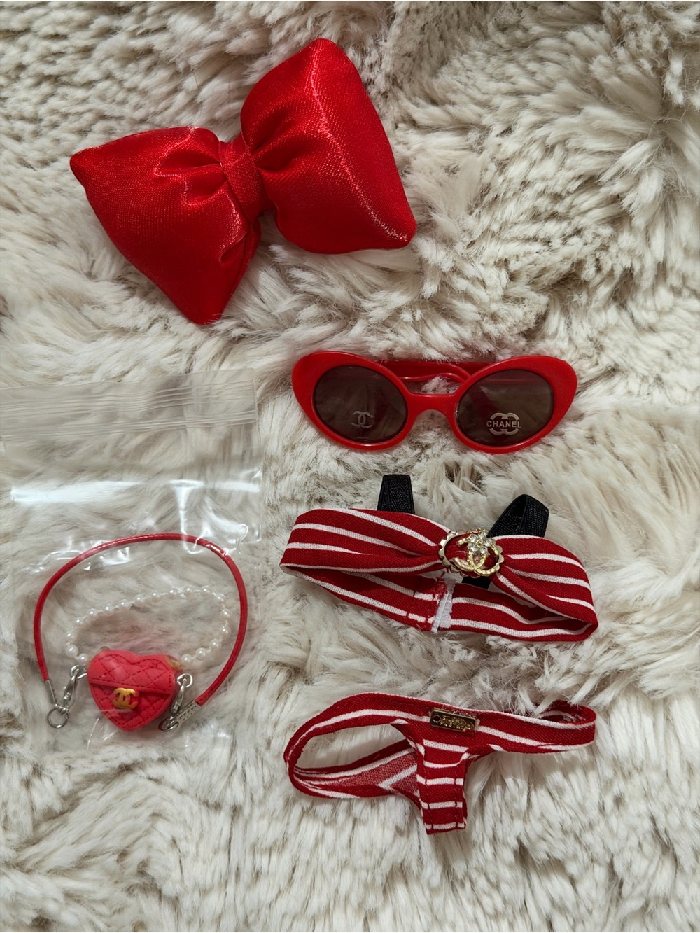 Red and white Sunglasses & Accessory Set, bikini  summer ready outfit